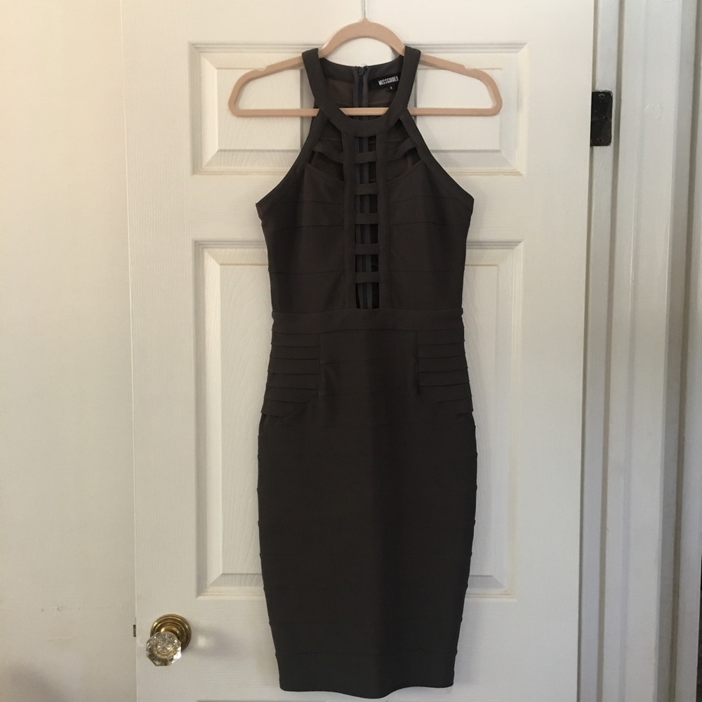 MISSGUIDED Peek-a-boo Grey Dress